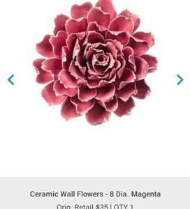 8" Diameter Ceramic Wall Flower (Magenta)